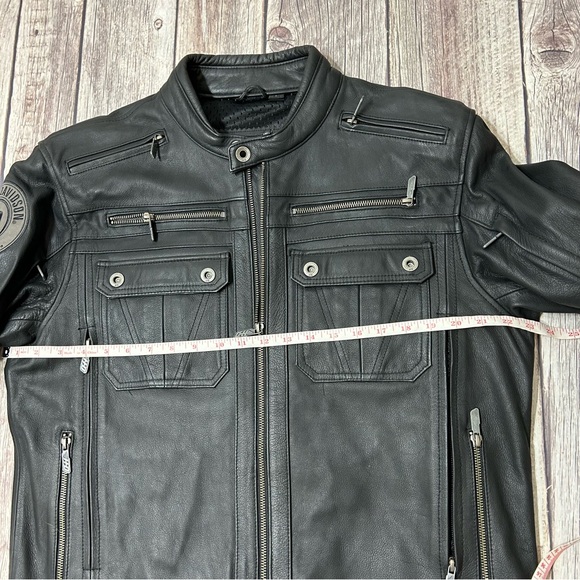 Harley Davidson Men’s Large Crossroads Reflective Black Full Zip Leather Jacket - Picture 7 of 16